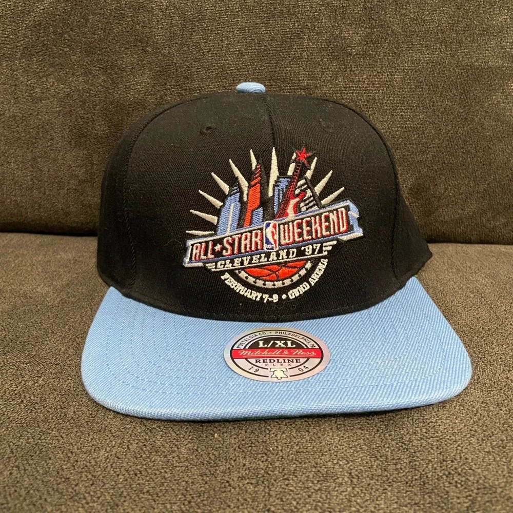 Mitchell & Ness 1997 NBA All Star Weekend Cleveland Hat Men 7 3/8 Black Blue Cap